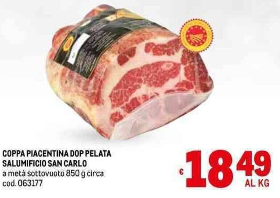 Coppa Piacentina Dop Pelata Salumificio San Carlo A Met Sottovuoto