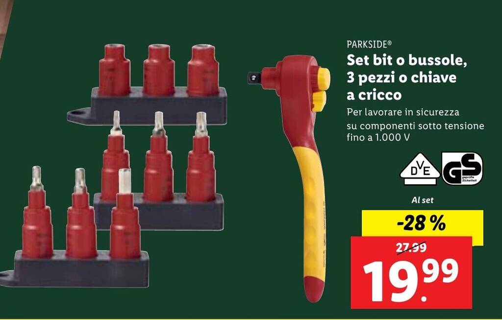 PARKSIDE Set Bit O Bussole 3 Pezzi O Chiave A Cricco Offerta Di Lidl