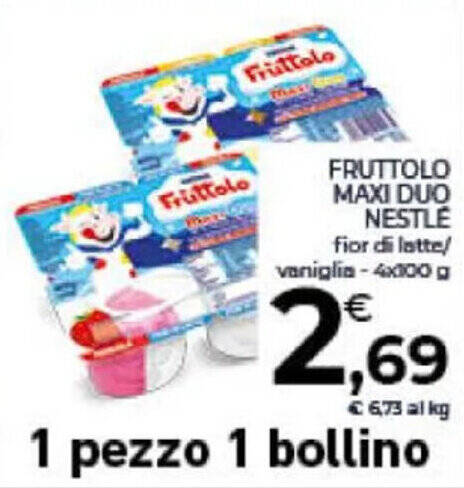 FRUTTOLO MAXI DUO NESTLÉ fior di latte vaniglia 4x100 g offerta di Conad