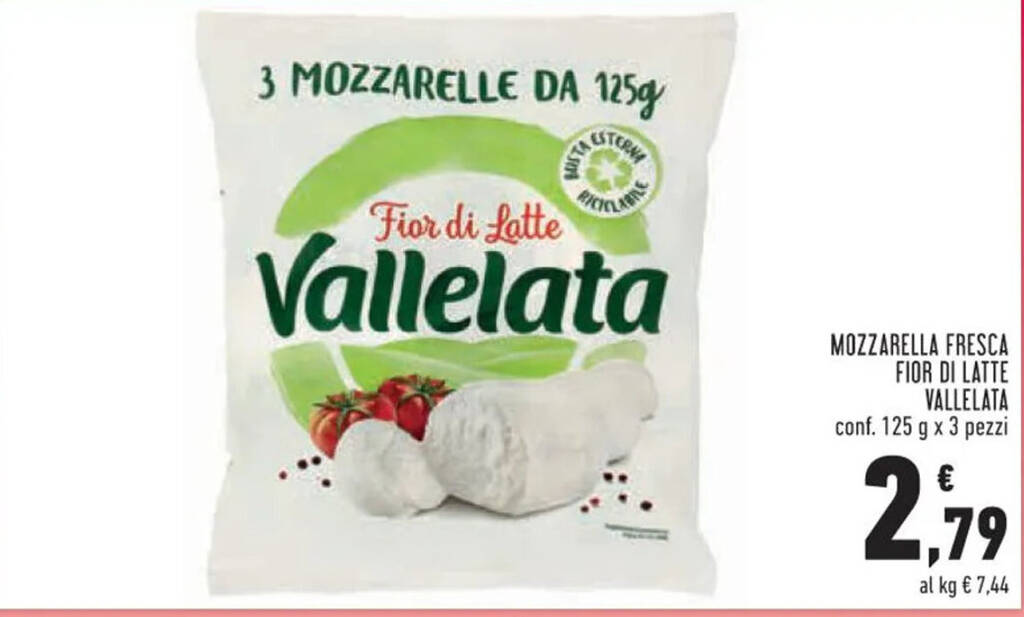 Offerta Mozzarella Fresca Fior Di Latte Vallelata Conf G X Pezzi