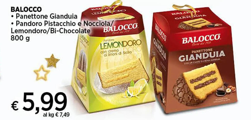 BALOCCO Panettone Gianduia Pandoro Pistacchio E Nocciola Lemondoro