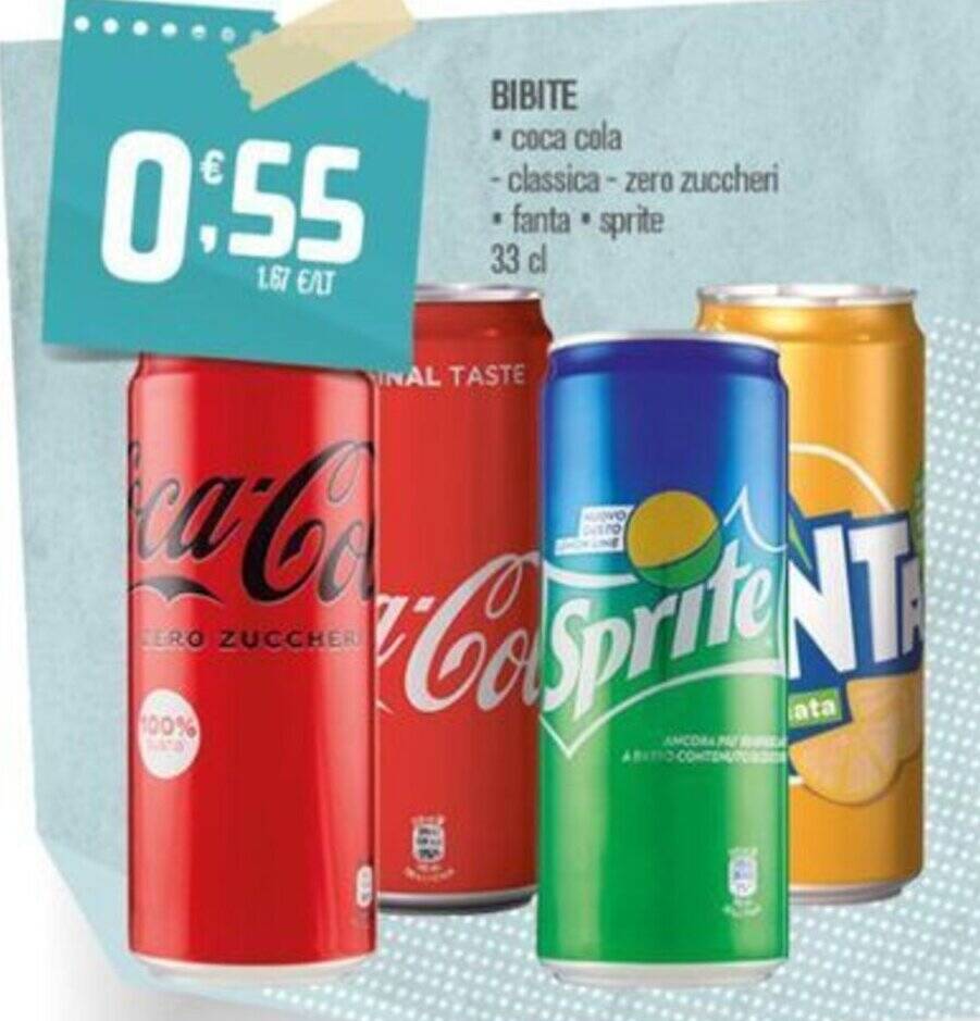 BIBITE Coca Cola Classica Zero Zuccheri Fanta Sprite 33 Cl Offerta