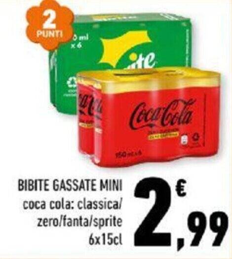 Offerta BIBITE GASSATE MINI Coca Cola Classica Zero Fanta Sprite