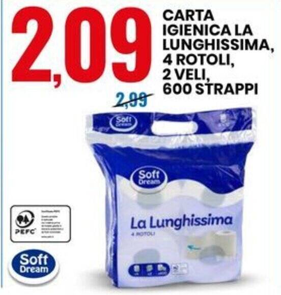 Carta Igienica La Lunghissima Rotoli Veli Strappi Offerta Di