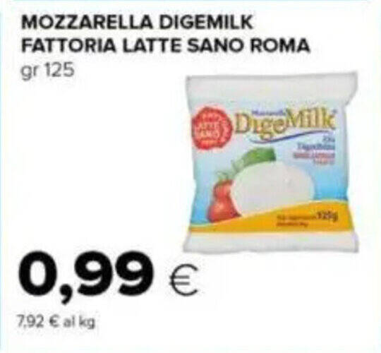 Offerta Mozzarella Digemilk Fattoria Latte Sano Roma G Nel