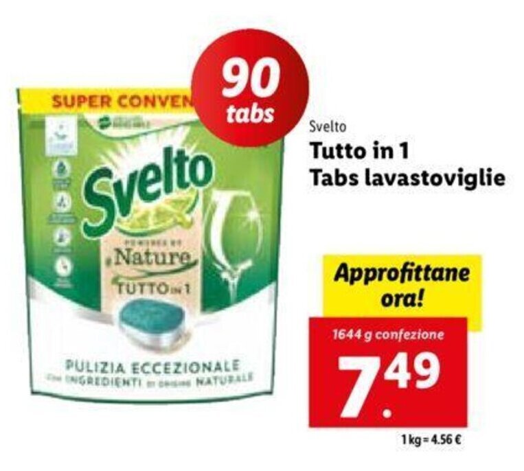 Svelto Tutto In 1 Tabs Lavastoviglie 1644 G Offerta Di Lidl