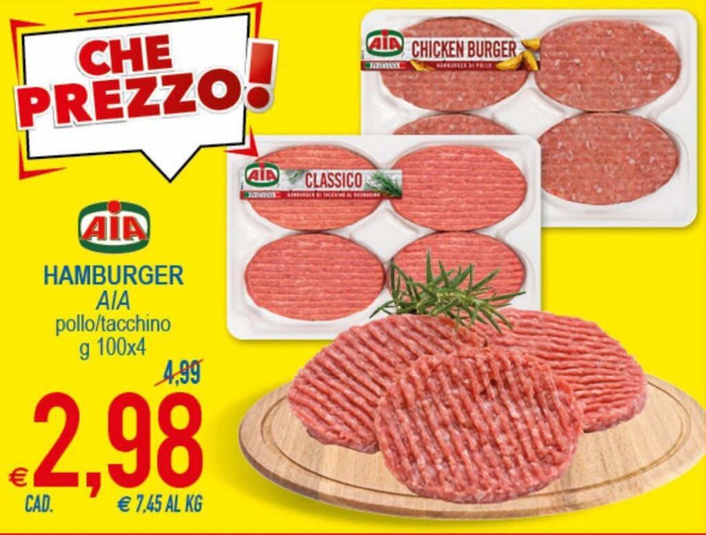 AIA Hamburger Pollo Tacchino G 100x4 Offerta Di MD Discount