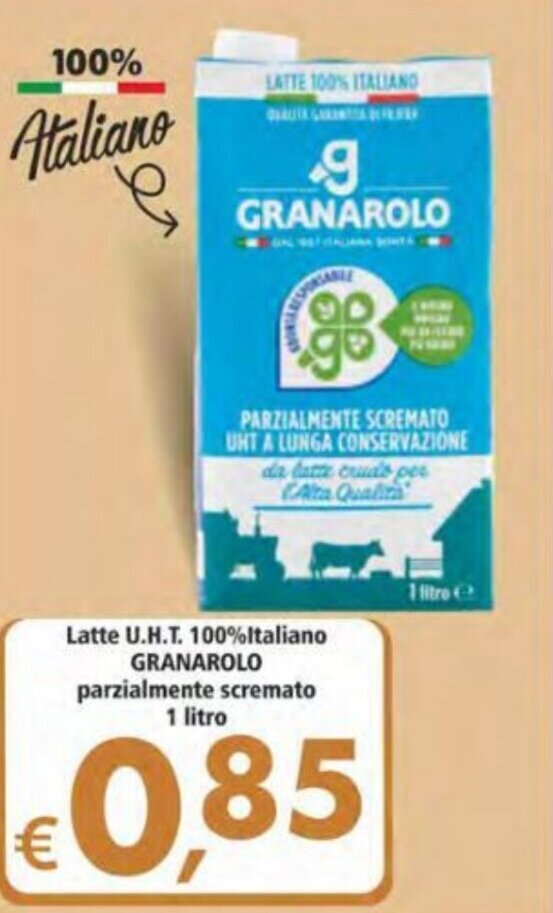 Granarolo Latte U H T Italiano Parzialmente Scremato Litro