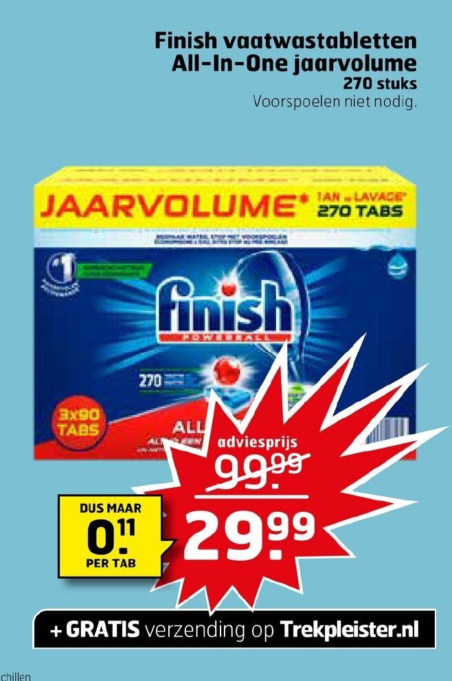 Finish Vaatwastabletten All In One Jaarvolume Stuks Aanbieding Bij