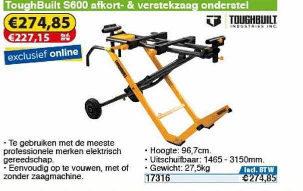 ToughBuilt S600 Afkort Verstekzaag Onderstel Aanbieding Bij Toolstation