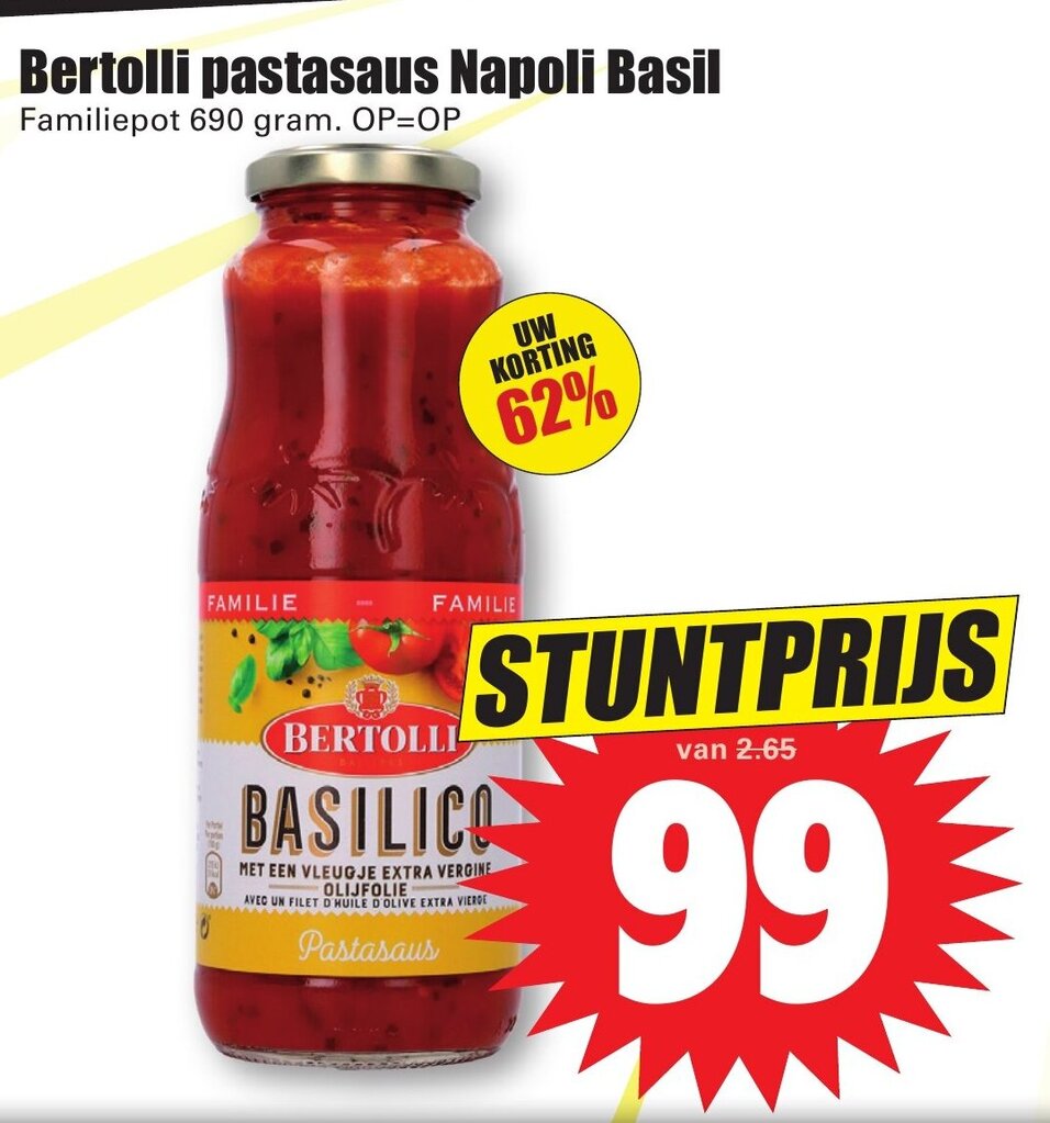 Bertolli Pastasaus Napoli Basil Aanbieding Bij Dirk