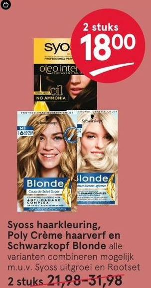 Syoss haarkleuring Poly Crème haarverf en Schwarzkopf Blonde