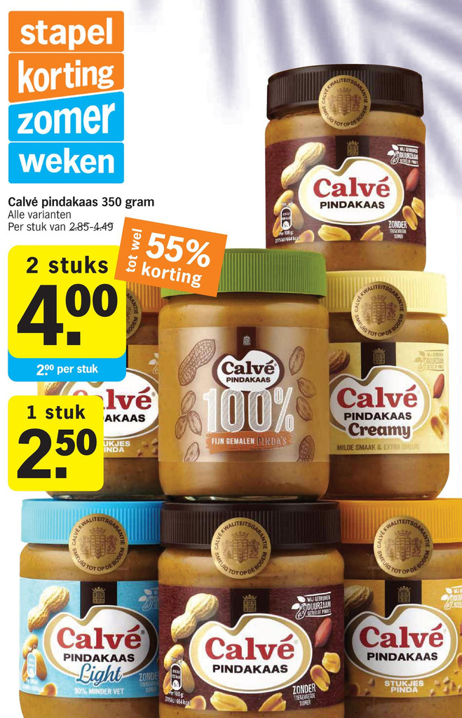 Calvé pindakaas 350 gram aanbieding bij Albert Heijn