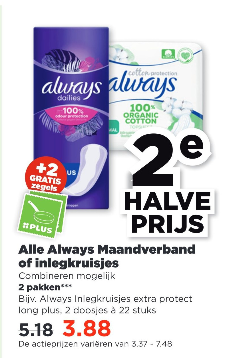 Alle Always Maandverband Of Inlegkruisjes Aanbieding Bij PLUS