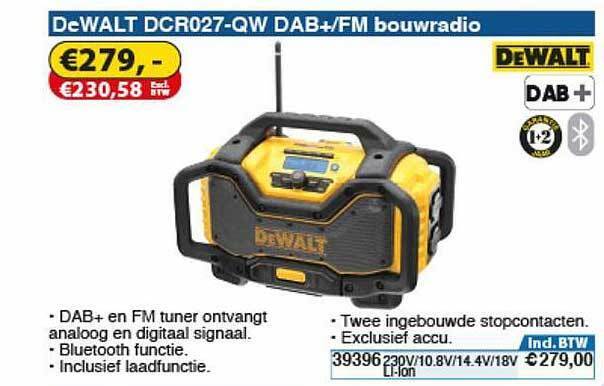 DeWalt DCR027 QW DAB FM Bouwradio Aanbieding Bij Toolstation