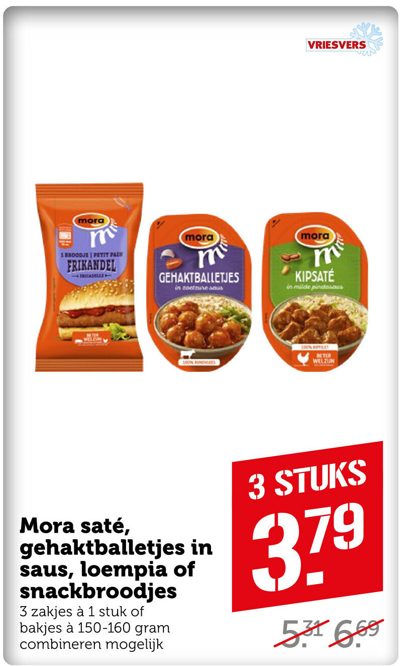 Mora Sate Gehaktballetjes In Saus Loempia Of Snackbroodjes Aanbieding