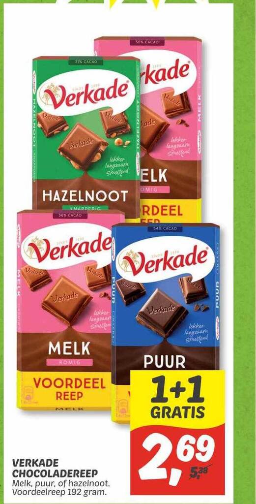 Verkade Chocoladereep Gratis Aanbieding Bij Dekamarkt