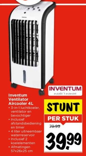 Inventum Ventilator Aircooler 4l Aanbieding Bij Vomar