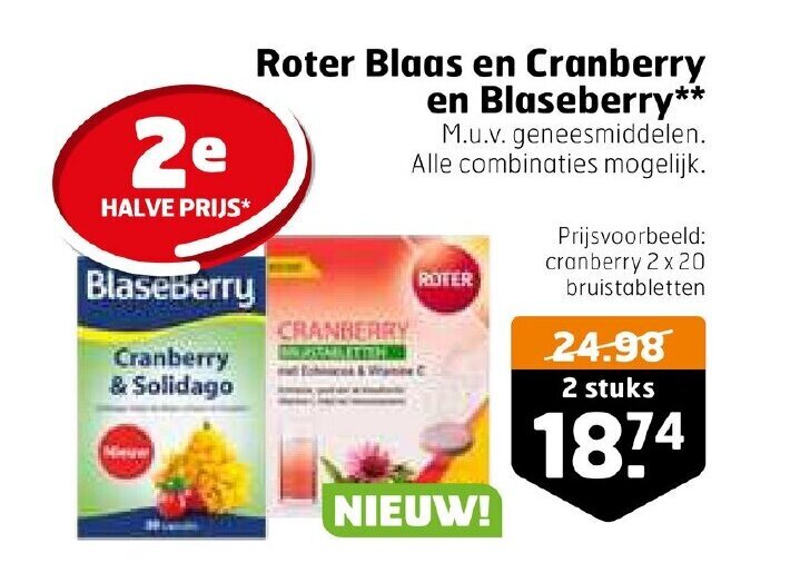 Roter Blaas En Cranberry En Blaseberry 2 Stuks Aanbieding Bij