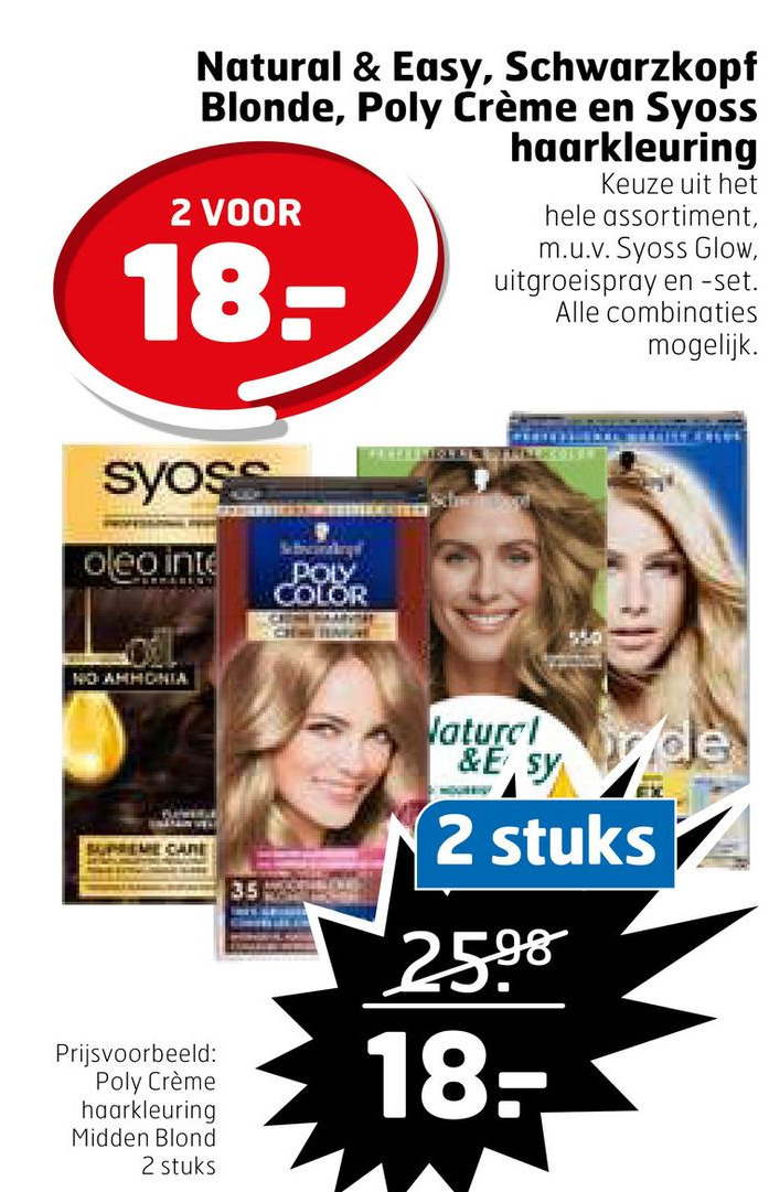 Natural easy schwarzkopf blonde poly crème en syoss haarkleuring