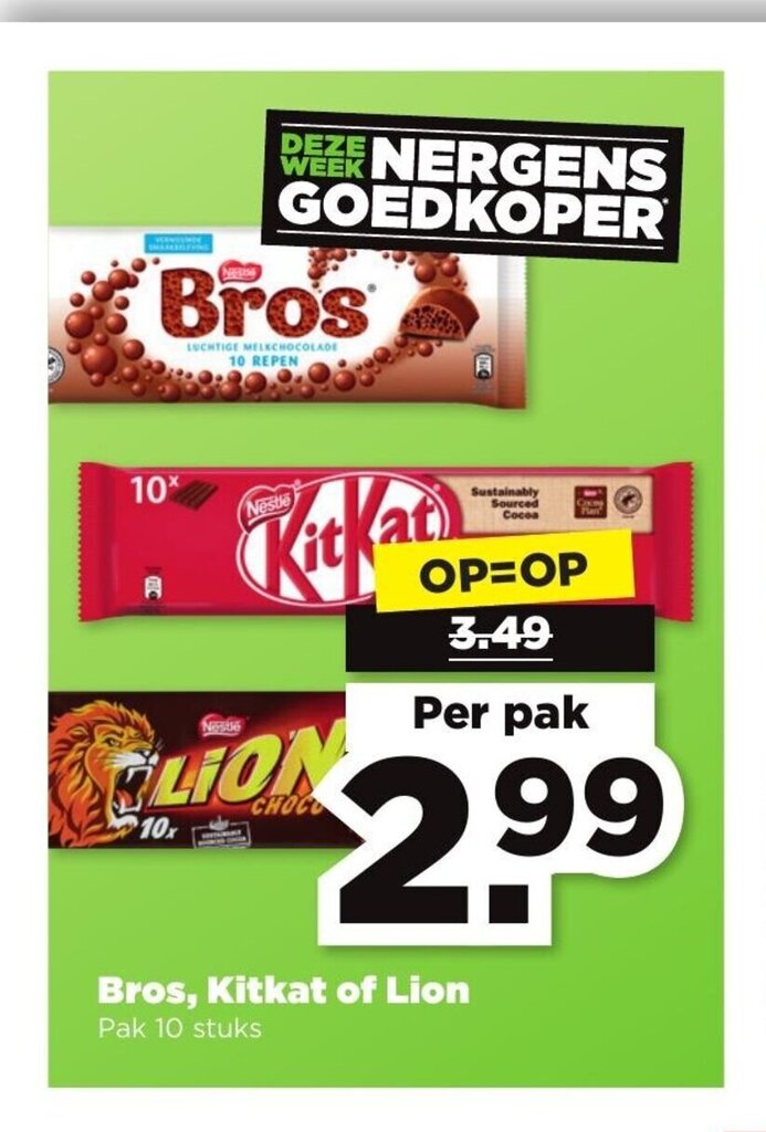 Bros Kitkat Of Lion 10 Stuks Aanbieding Bij PLUS