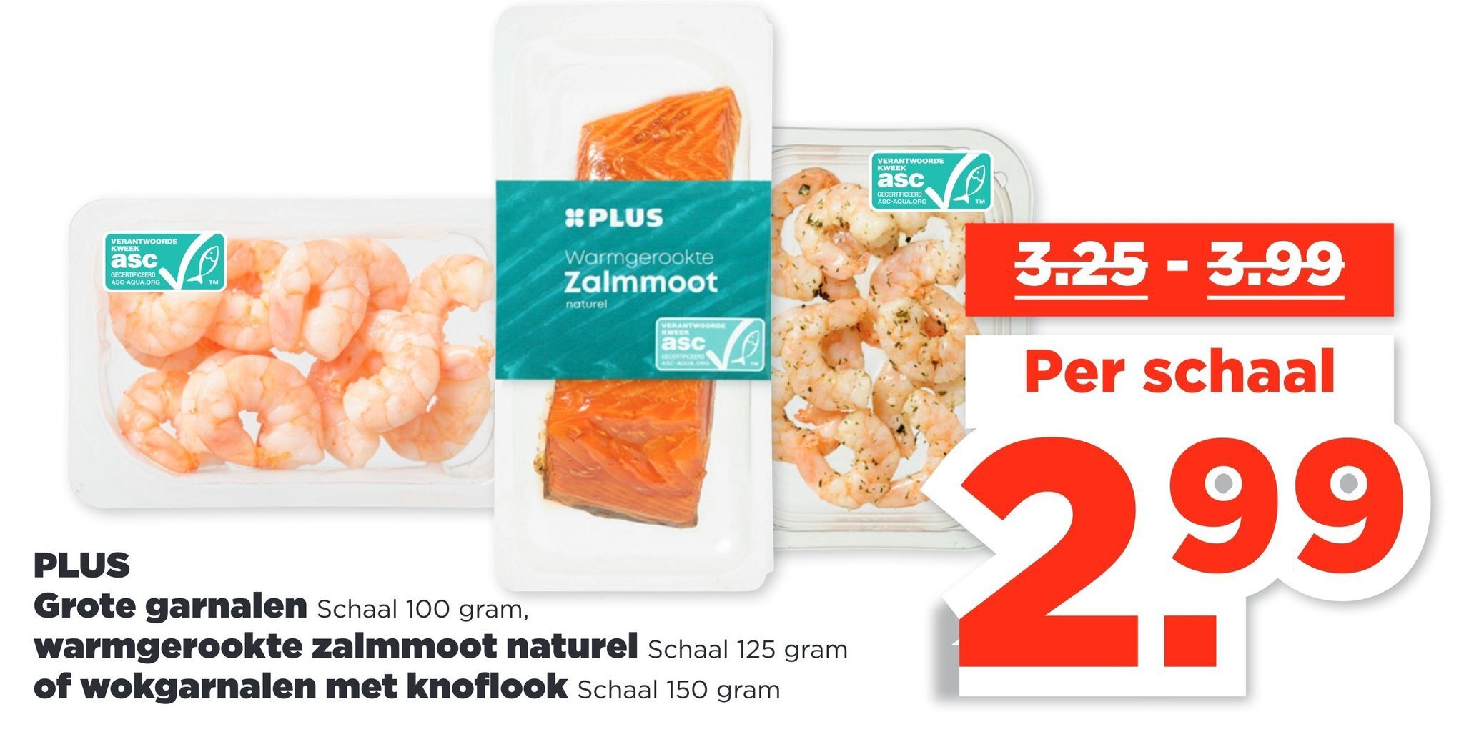 Grote Garnalen Schaal 100 Gram Warmgerookte Zalmmoot Naturel Schaal