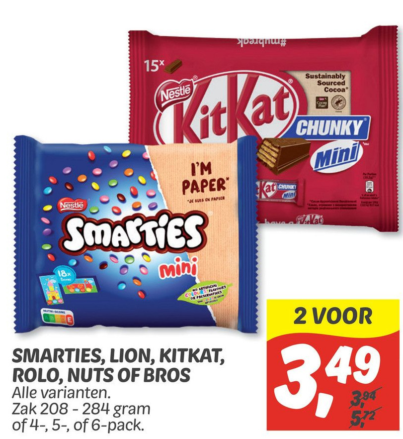 Smarties Lion Kitkat Rolo Nuts Of Bros Aanbieding Bij Dekamarkt