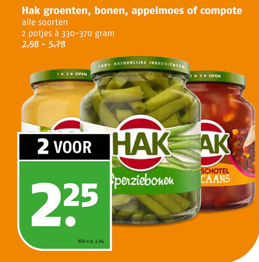 Hak Groenten Bonen Appelmoes Of Compote Aanbieding Bij Poiesz