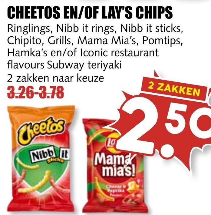 Cheetos En Of Lay S Chips 2 Zakken Aanbieding Bij MCD Supermarkt