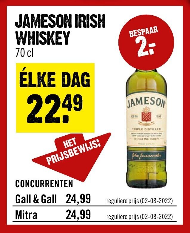 Jameson Irish Whiskey Cl Aanbieding Bij Dirck