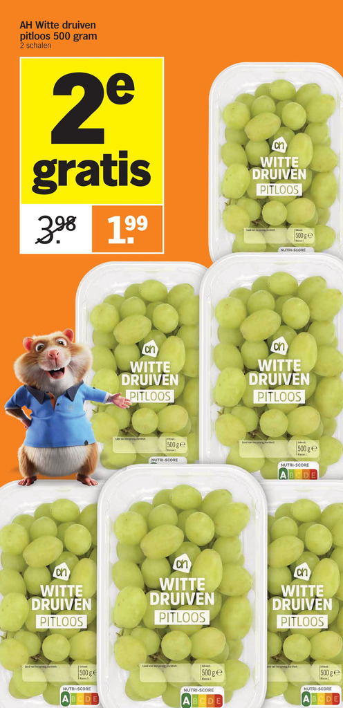 Ah Witte Druiven Pitloos Gram Schalen Aanbieding Bij Albert Heijn