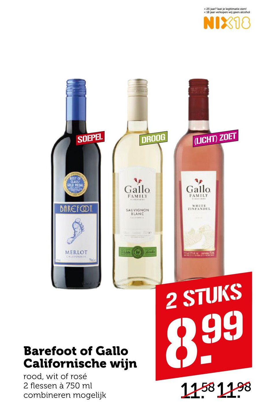 Barefoot Of Gallo Californische Wijn Aanbieding Bij Coop