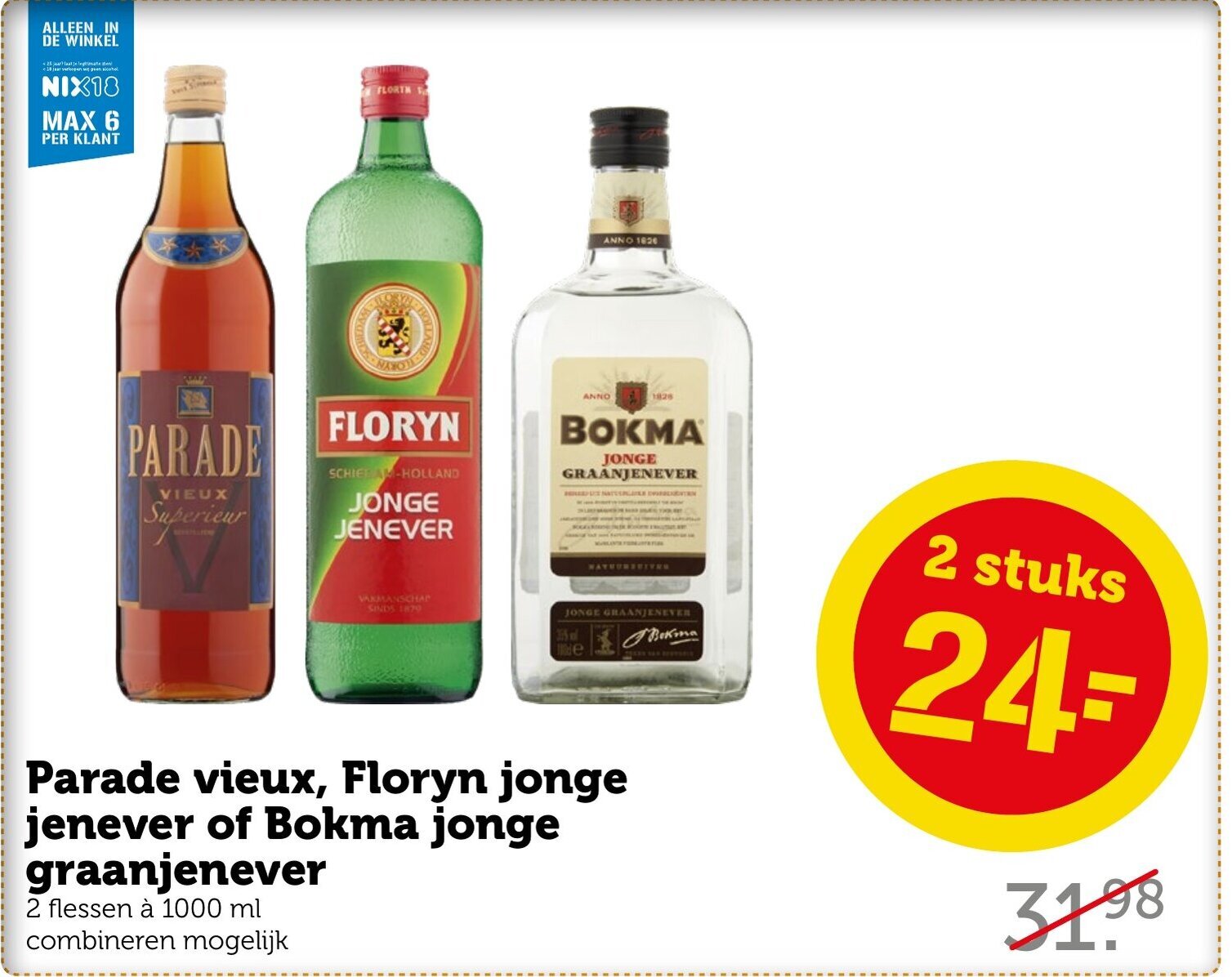 Parade Vieux Floryn Jonge Jenever Of Bokma Jonge Graanjenever 1000 Ml