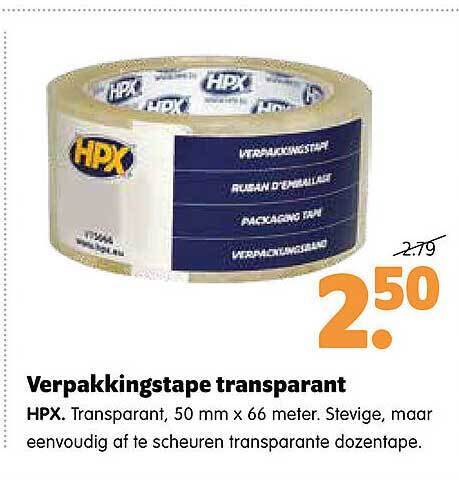 Verpakkingstape Transparant Hpx Aanbieding Bij Plentyparts