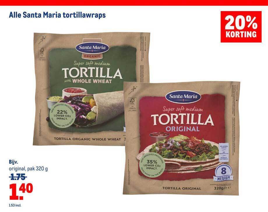 Alle Santa Maria Tortillawraps 20 Korting Aanbieding Bij Makro