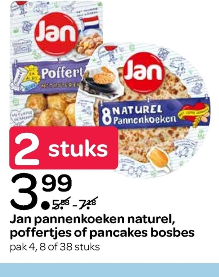 Jan Pannenkoeken Naturel Poffertjes Of Pancakes Bosbes Aanbieding Bij Spar