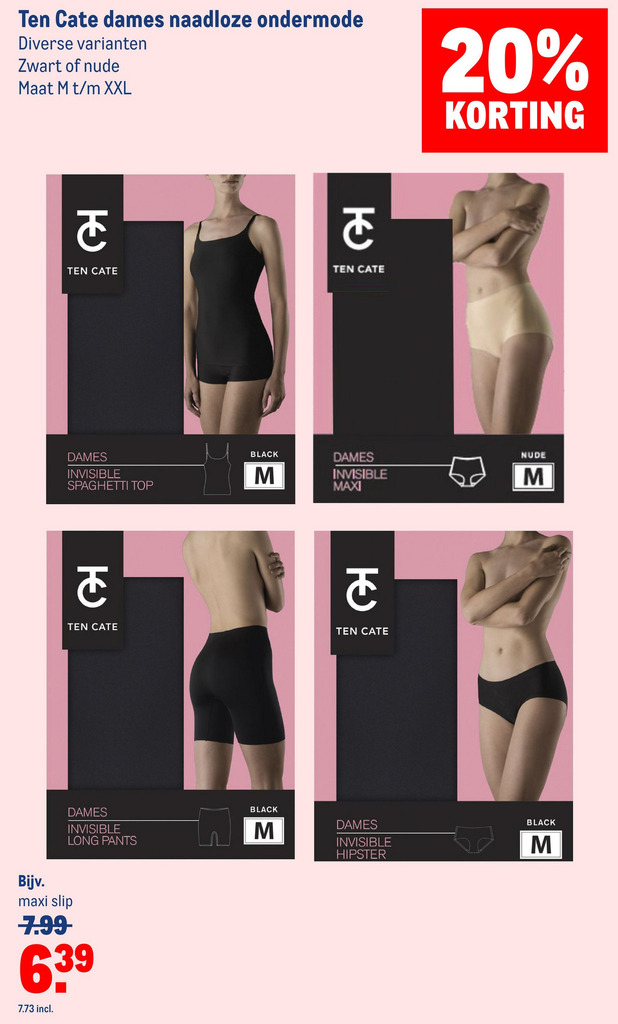 Ten Cate Dames Naadloze Ondermode Diverse Varianten Zwart Of Nude Maat