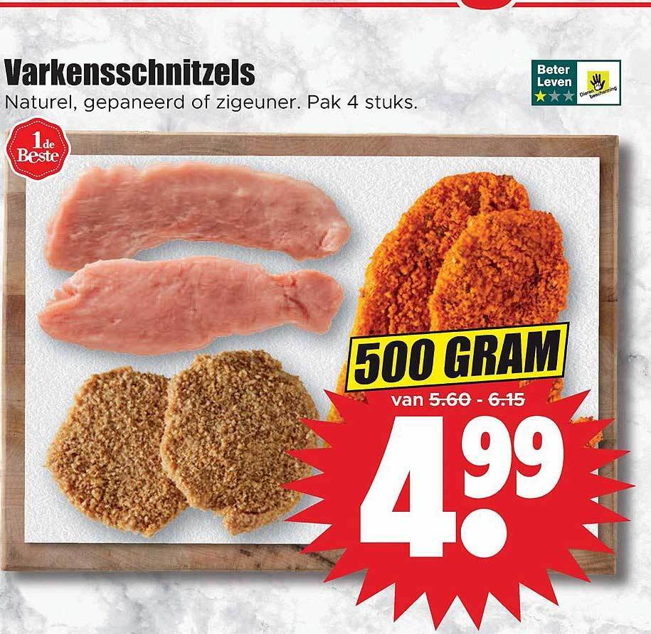 Varkensschnitzels Naturel Gepaneerd Of Zigeuner Aanbieding Bij Dirk