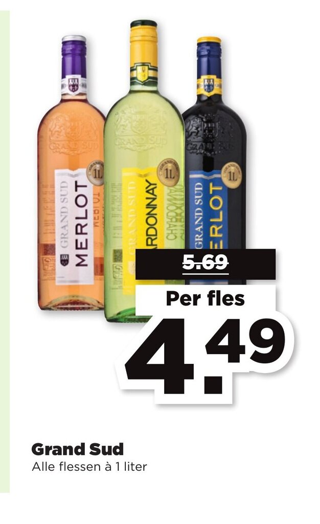 Grand Sud Alle Flessen A 1 Liter Per Fles Aanbieding Bij PLUS