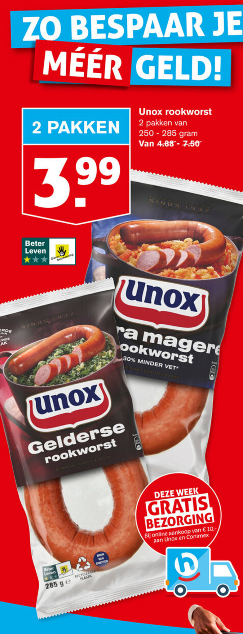 Unox Rookworst Aanbieding Bij Hoogvliet