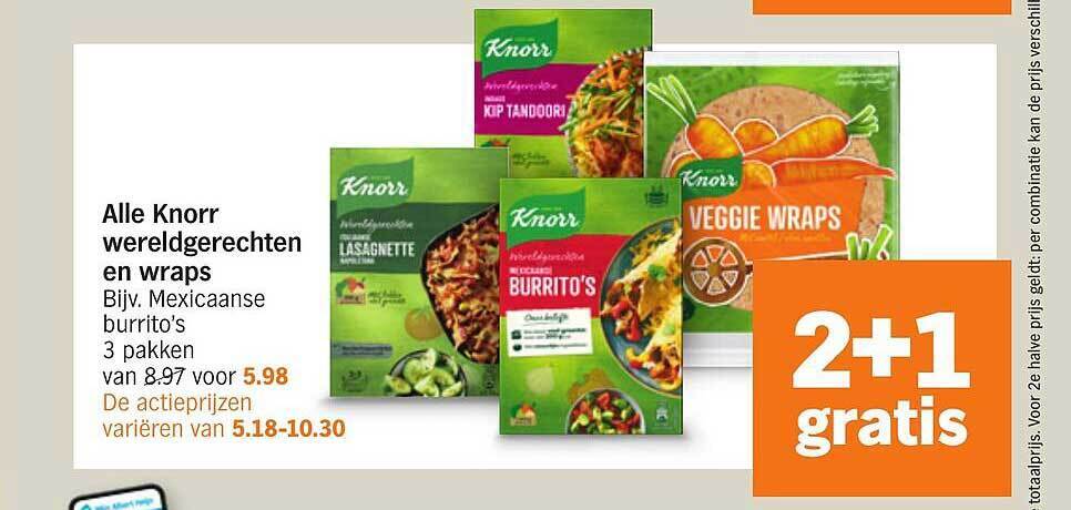 Alle Knorr Wereldgerechten En Wraps 2 1 Gratis Aanbieding Bij Albert Heijn