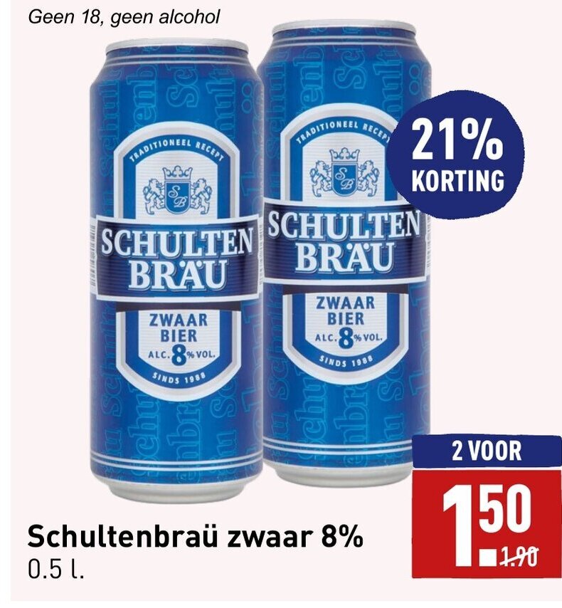 Schultenbrau Zwaar 8 0 5L 2 Voor Aanbieding Bij ALDI