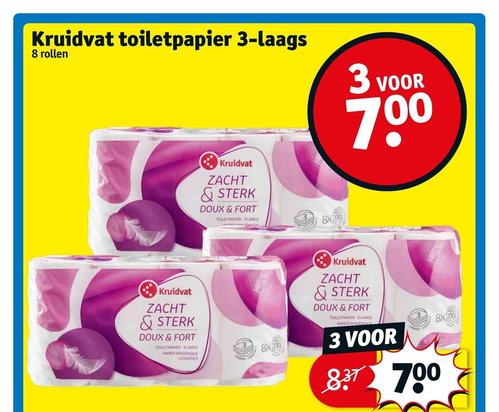 Toiletpapier Laags Rollen Aanbieding Bij Kruidvat