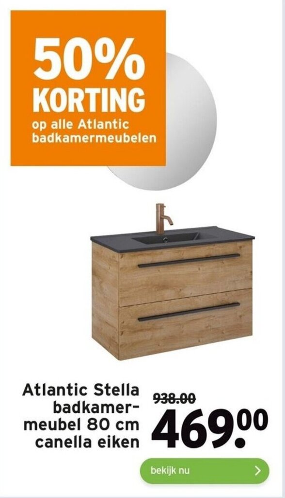 Atlantic Stella Badkamer Meubel 80 Cm Canella Eiken Aanbieding Bij GAMMA