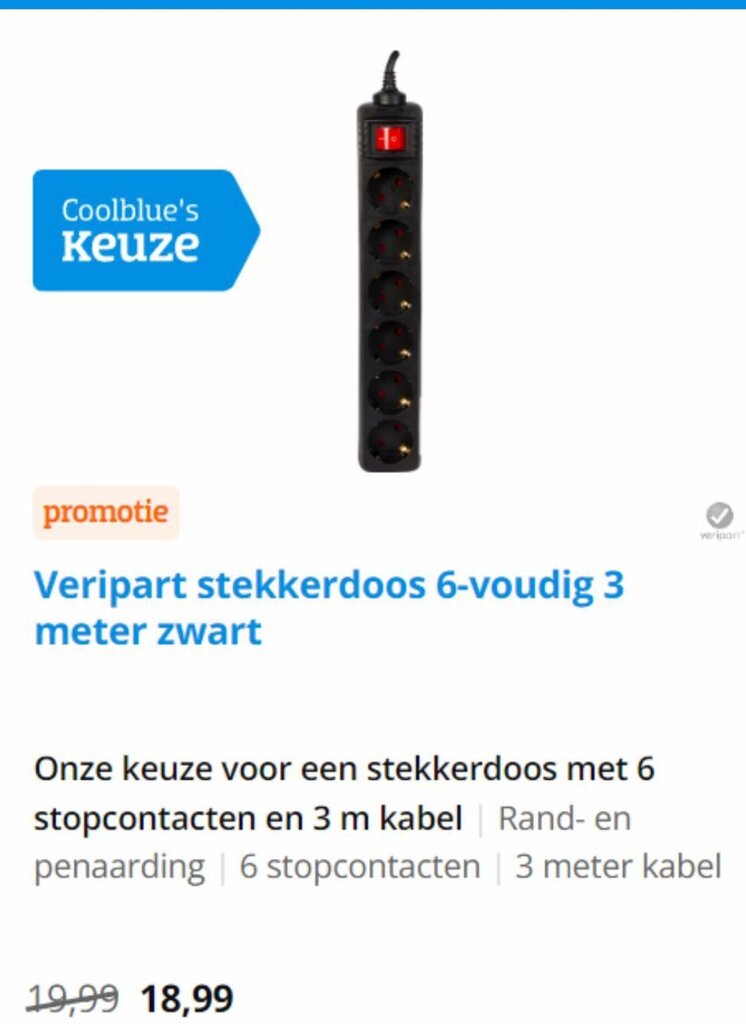 Veripart Stekkerdoos Voudig Meter Zwart Aanbieding Bij Coolblue