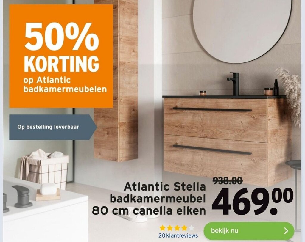 Atlantic Stella Badkamermeubel Cm Canella Eiken Aanbieding Bij Gamma