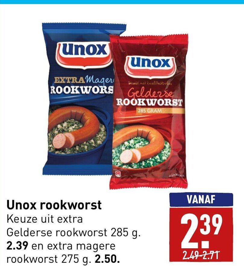 Unox Rookworst Aanbieding Bij Aldi