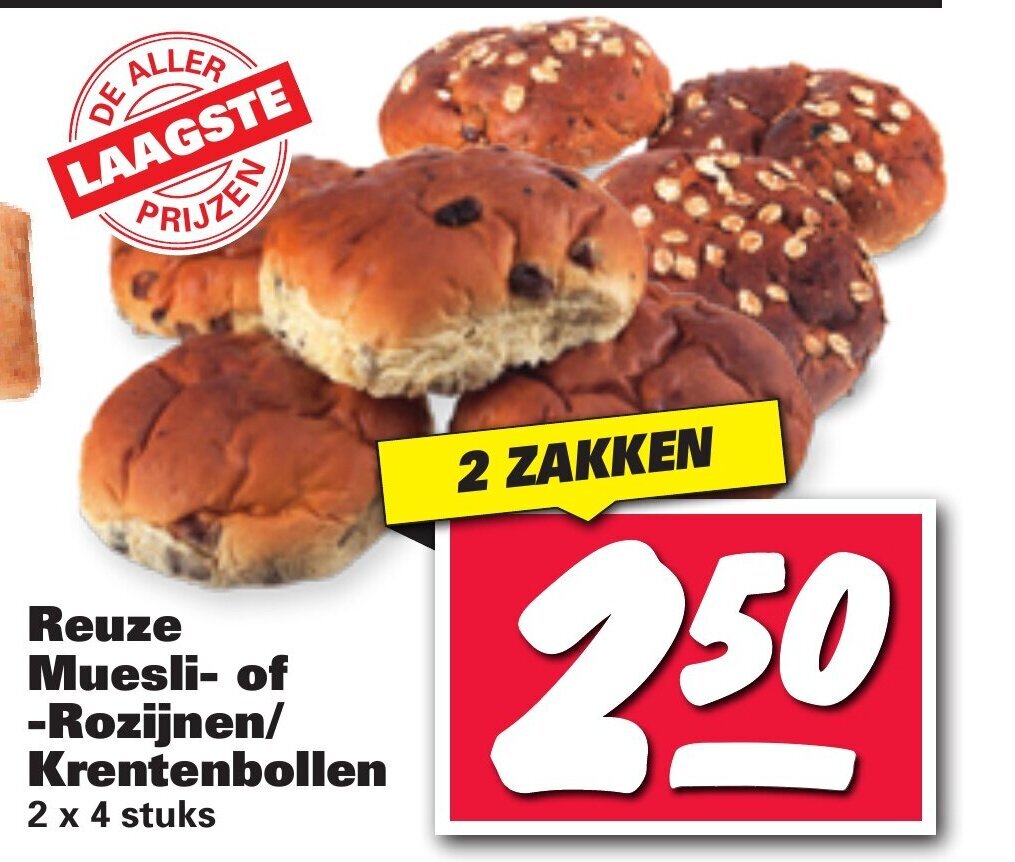 Reuze Muesli Of Rozijnen Krentenbollen Aanbieding Bij Nettorama