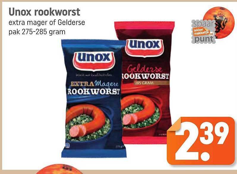 Unox Rookworst Extra Mager Of Gelderse Aanbieding Bij Lekker Makkelijk