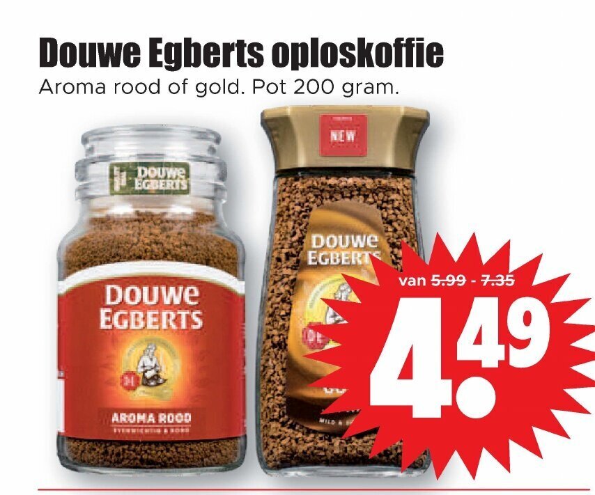 Douwe Egberts Oploskoffie Aroma Rood Of Gold Pot Gram Aanbieding Bij